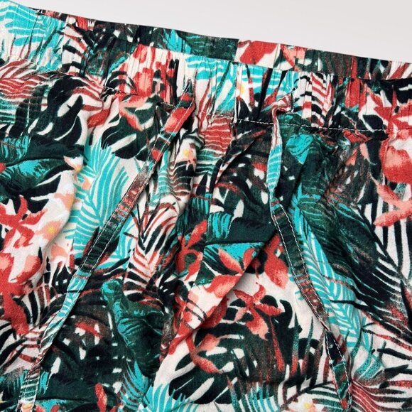 Y2K Boca Bay Tropical Floral Wide Leg Lounge Pants Elastic Waist Petite Medium - Picture 4 of 9